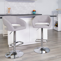 Flash Furniture CH-122070-GYFAB-GG Contemporary Gray Fabric Adjustable Height Barstool